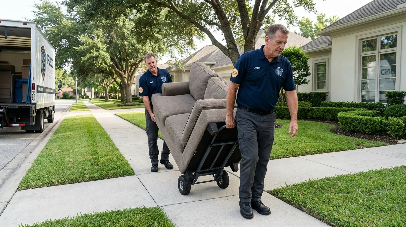 Local residential moving crew loading furniture in Rugby, ND
